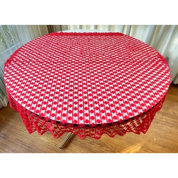 Vintage 70s net woven curtain, red mesh panel, price for each, 3 sizes available - Picture 1 of 9